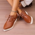 thumbnail image 5 of Women's Casual Loafers, Soft Soled Middle Heels Shoes, Versatile Indoor Outdoor, Adjustable Lace-Up, Comfortable All-Day Wear, Trendy Espadrille Detail, Perfect for Work and Weekend Brown D, 5 of 9