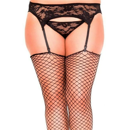 Plus Size Lace Garterbelt & G-String  Black