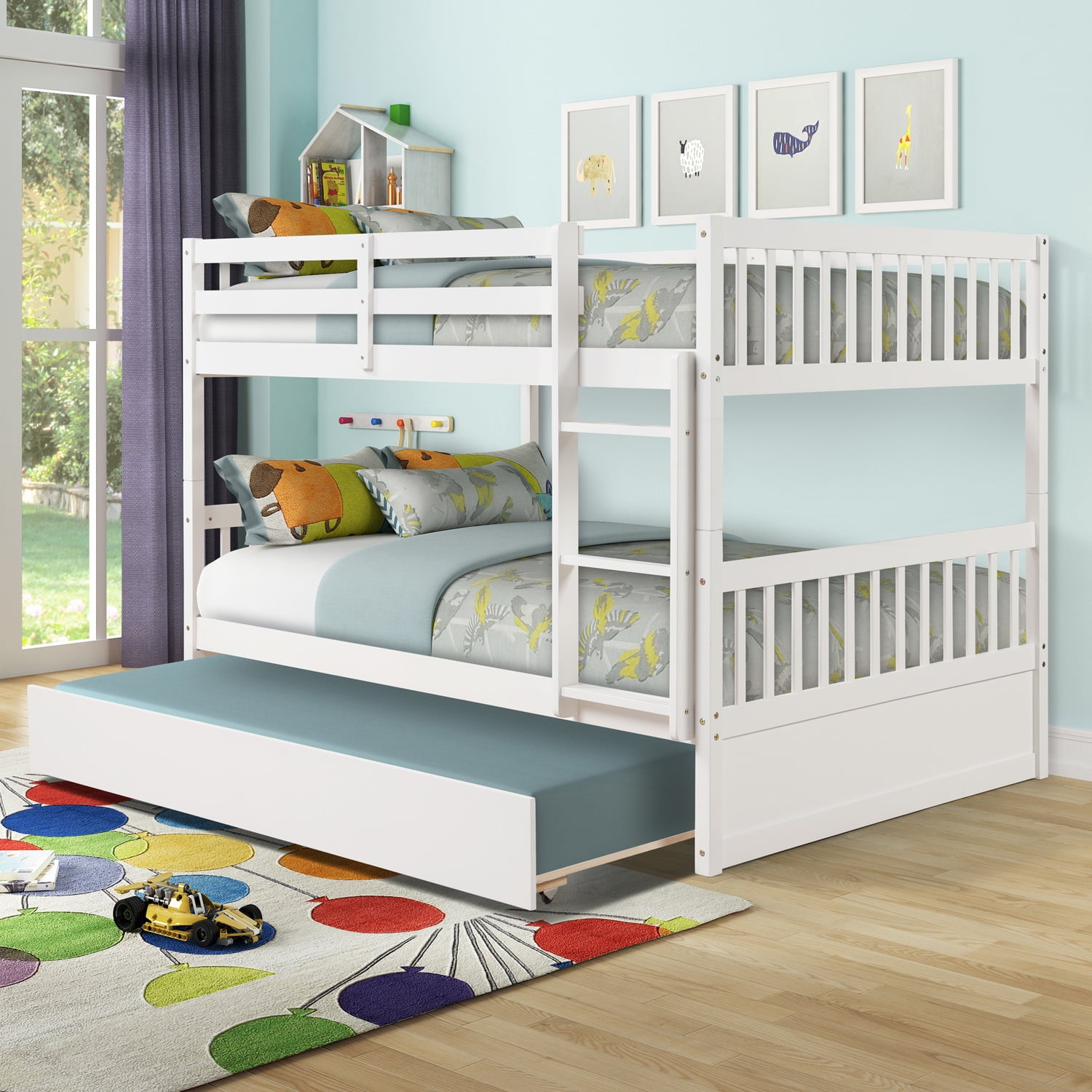 Full Over Full Bunk Bed With Trundle Sweden Pine Wood Bunk Beds With Guard Rail And Ladder Pull Out Combination Bed With Casters Convertible To Separate 2 Beds For Kids Adults White Full Over Full Bunk Bed With Trundle Sweden Pine Wood Bunk Beds With Guard Rail And Ladder Pull Out Combination Bed With Casters Convertible To Separate 2 Beds For Kids Adults White