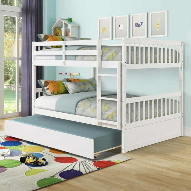 Full Over Bunk Bed With Trundle, Wooden Bunk Bed Rails