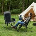 thumbnail image 3 of EVER ADVANCED Folding Camping Rocking Chair, Portable Outdoor Rocker with High Back, Supports 400 lbs, Black, 3 of 11