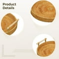 thumbnail image 3 of Handwoven Rattan Fruit Tray with Wooden Handles – 9.4" Round Wicker Serving Tray, Decorative Centerpiece for Coffee Table, Versatile for Bread, Snacks & Fruit, Natural Farmhouse Style, 3 of 5