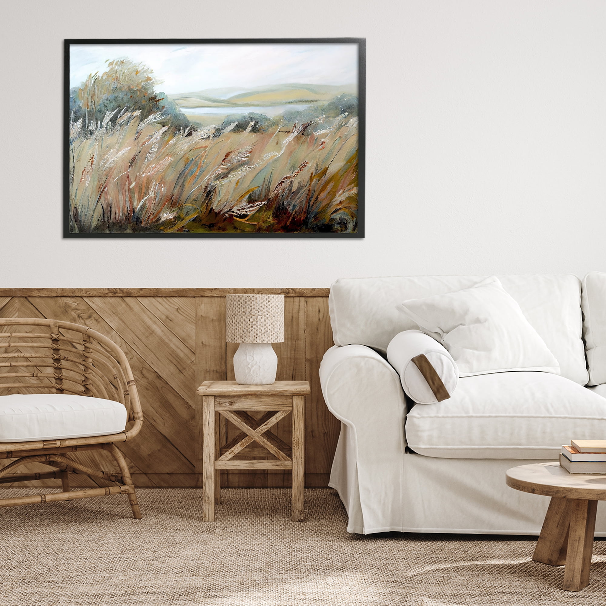 Windy Meadow Distortion Black Framed Giclee Art, design by Sasha