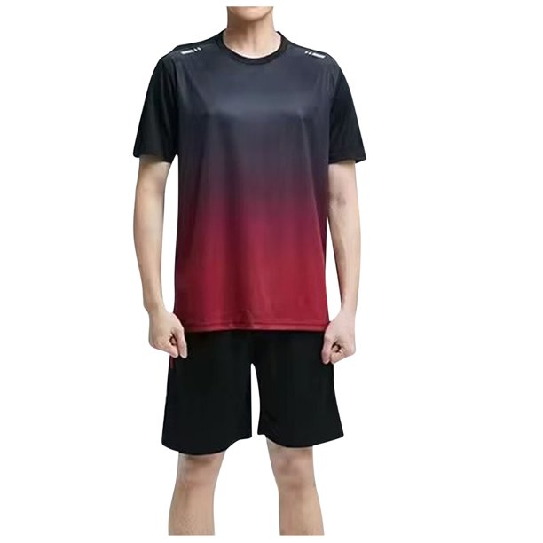 Camisas de Ajuste Suelto para Hombre, Gradiente Transpirable de Malla Casual, Pantalones Cortos de Manga Corta Delgada