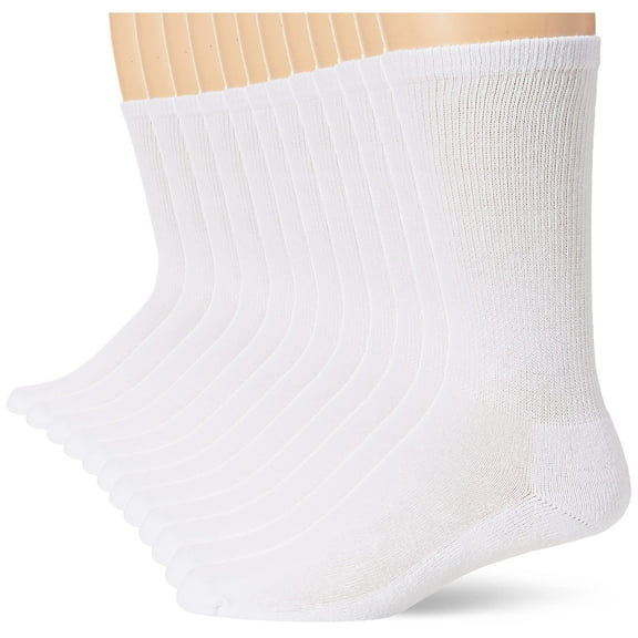 Hanes Men's Active Cool 12-Pack Crew Socks (24 Pairs, Shoe: 6-12 (Normal Size), White)