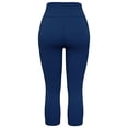 thumbnail image 5 of Cadmus Womens 3 Pack High Waist Tummy Control Capri Yoga Leggings with Pockets, Black/Grey/Navy Blue, 2XL, 5 of 5