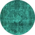 thumbnail image 1 of Ahgly Company Indoor Round Oriental Turquoise Blue Industrial Area Rugs, 5' Round, 1 of 4
