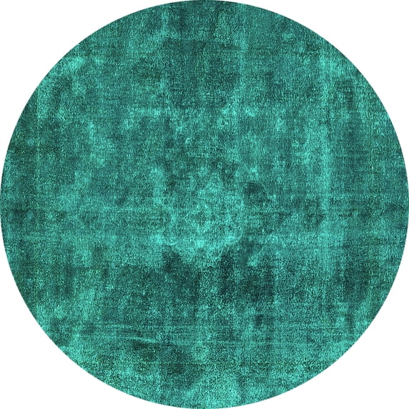 Ahgly Company Indoor Round Oriental Turquoise Blue Industrial Area Rugs, 5' Round