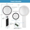 thumbnail image 3 of Magnifying Glass with 30 LED Lights, Handheld Magnifying Glass, Detachable Combined Dual Lens 3 Color Light Modes Magnifier for Seniors Reading Small Prints, Books, Map, Coins, 3 of 7