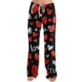 thumbnail image 4 of Hearthz Womens Valentine Pajama Pants Love Heart Graphic Pajama Pants for Women Drawstring Wide Leg Holidays Women Sleep Pants, 4 of 7