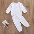 thumbnail image 3 of BemeyourBBs Toddler Baby Boy Girl Spring Summer Fall Winter Clothes Baby Girl Boy Cotton 2 Piece Outfits Solid Long Sleeve Half Button Down Shirt Top Pockets Long Pants Set, 3 of 7