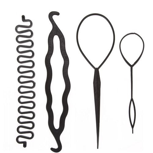 4Pcs Hair French Braid Topsy Tail Clip Styling Stick DIY Bun Maker Tool New 