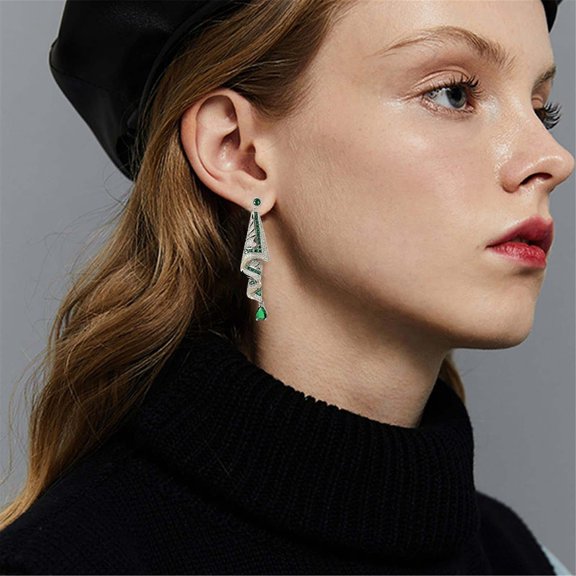 High End Retro Satin Style Earrings Elegant Blue Green Gemstone Jewelry for Women Timeless Decorative Accessories