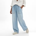 thumbnail image 4 of uublik Jeans Women Wide Leg High Waisted Pull On Baggy Jeans for Women Stretchy Trendy Womens Jean Straight Casual Denim Pants, Light Blue, 4 of 6