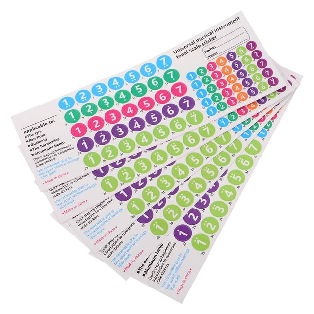 unbranded 5Ud Etiquetas Adhesivas Para Flauta Pan Con Gráfico De Digitación Y Notas Musicales En PVC