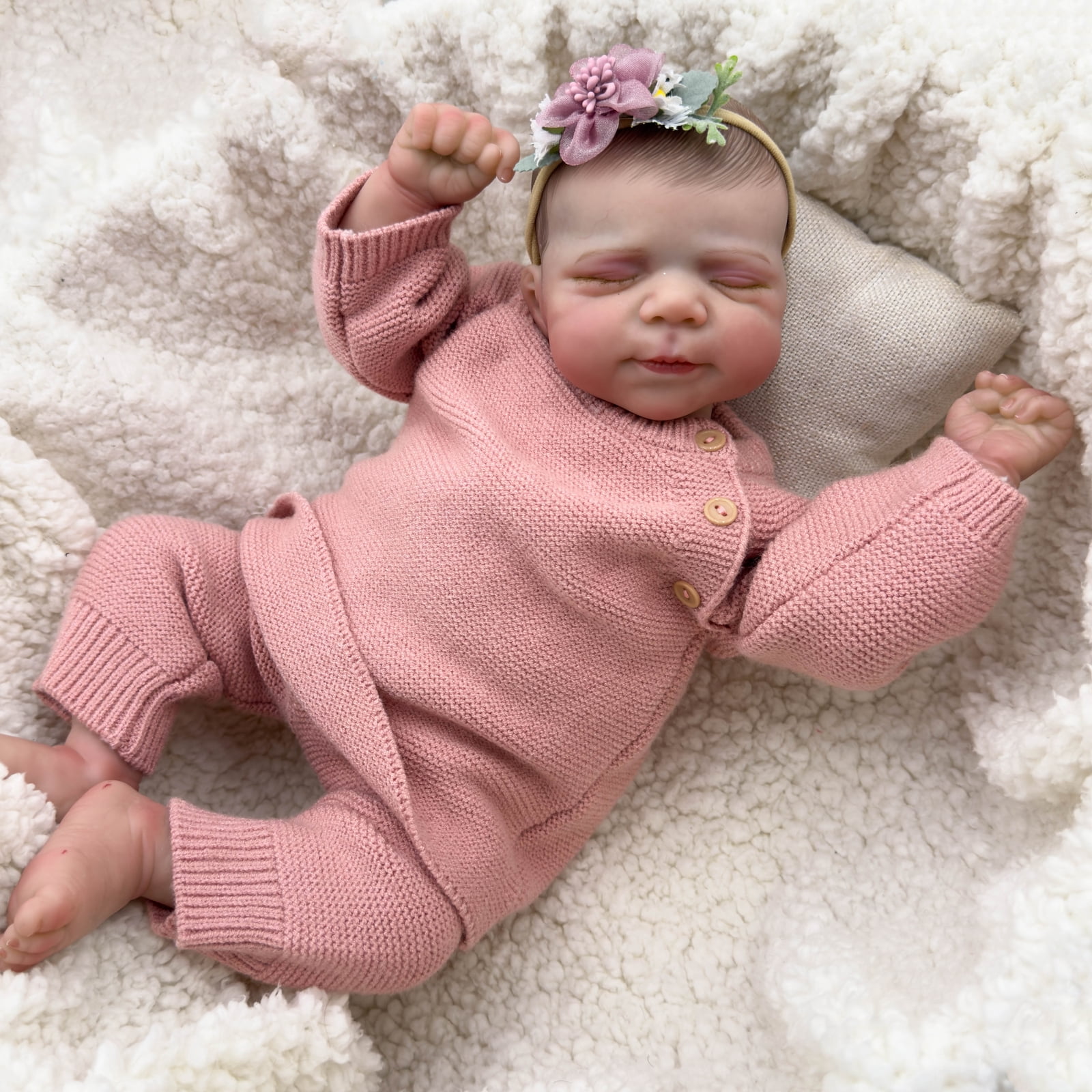Lifelike Reborn Baby Dolls Girl Newborn - Sleeping 18 inch Realistic Baby Doll with Poseable Body, Real Life Baby Dolls with Accessories for 3+