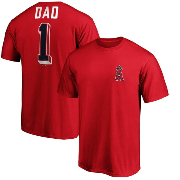 Men's Red Los Angeles Angels Number One Dad T-Shirt