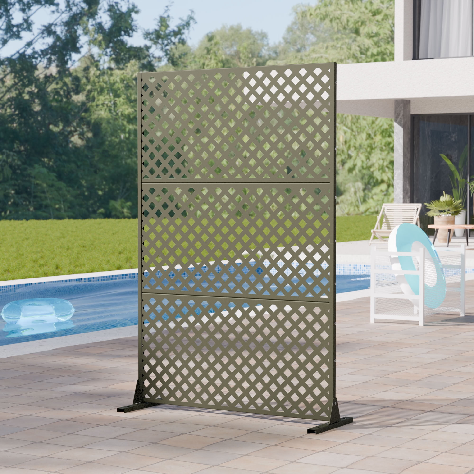 MAYEERTY 72*47in Outdoor Privacy Screen, Corrosion Resistant Metal Privacy Fence, Privacy Panel for Patio, Balcony, Backyard, Garden