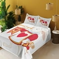 thumbnail image 4 of Ambesonne Cartoon Fitted & Top Sheet Set with Shams, Bunny, Yellow White Red, 4 of 8