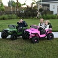 thumbnail image 6 of Hikiddo 24V Kids Ride on Toy Truck, 4WD 2 Seater Electric Ride on Car for Big Kids w/ Remote, Bluetooth, 4x200W Motors - Pink, 6 of 10
