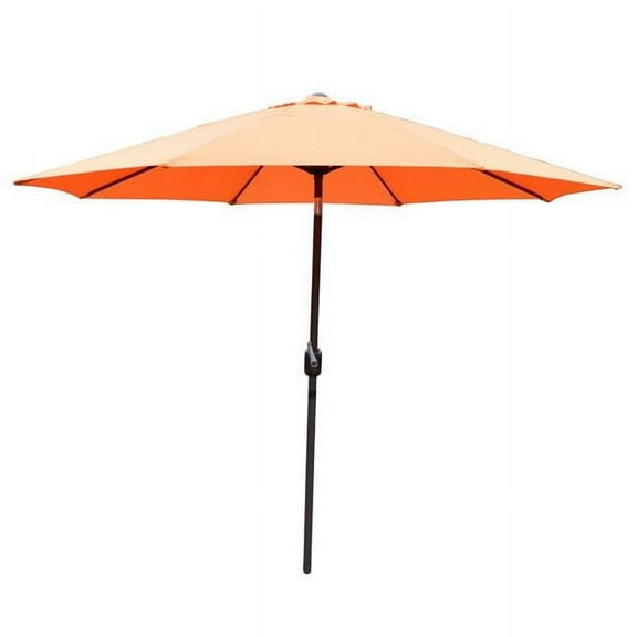 Oakland Living 4005-OR-BN 9 ft. Metal Framed Umbrella with Crank & Tilt System - Orange Top & Brown Pole