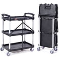 thumbnail image 1 of VEVOR Chariot Utilitaire Pliable, 3 Étagères 165LBS Chariot Roulant en Plastique Robuste avec Roues Verrouillables, Poignée Ergonomique, Chariot à Outils Portable pour Entrepôt/bureau/maison (25.62"x15.43"x32.76 Pouces), 1 of 9
