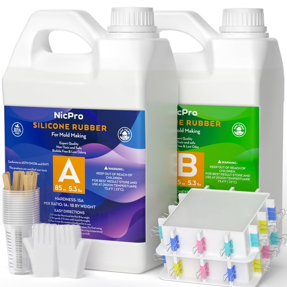 Kit para Hacer Moldes Nicpro 5L Caucho de Silicona 15A Translúcido