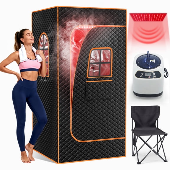 Sunyrisy 1-Person Portable Infrared Sauna Box, 1200W Steamers, Red Light Therapy
