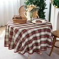 thumbnail image 6 of Christmas White Plaid Waterproof Tablecloth – Classic Woven Check Design – Holiday Dining Table Cover for Xmas Parties, Stain-Resistant & Durable, 60" Round, 6 of 6