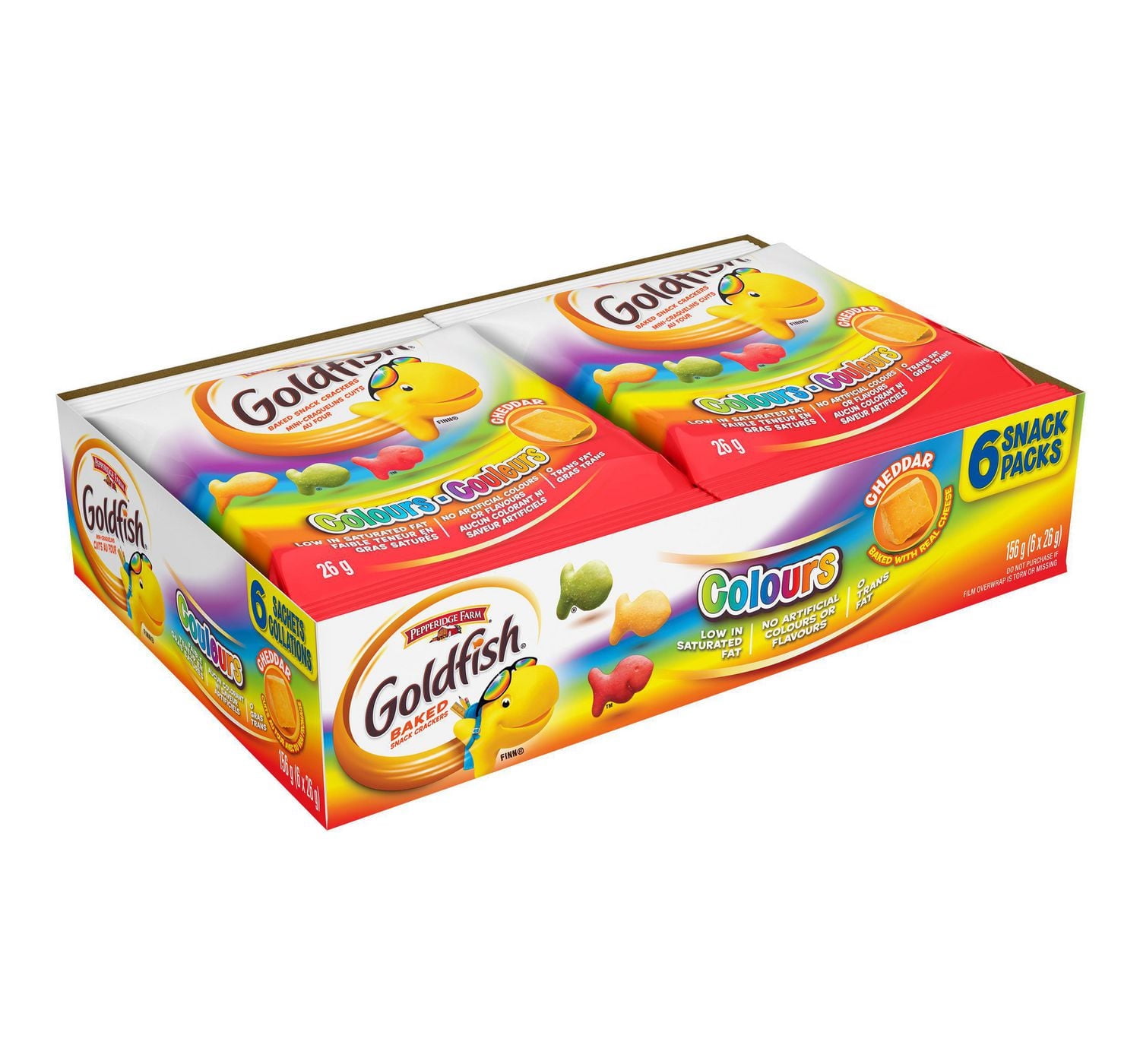 Goldfish Colours Crackers Snack Packs, (6 x 26g bags), Cheddar Crackers 6 * 26g