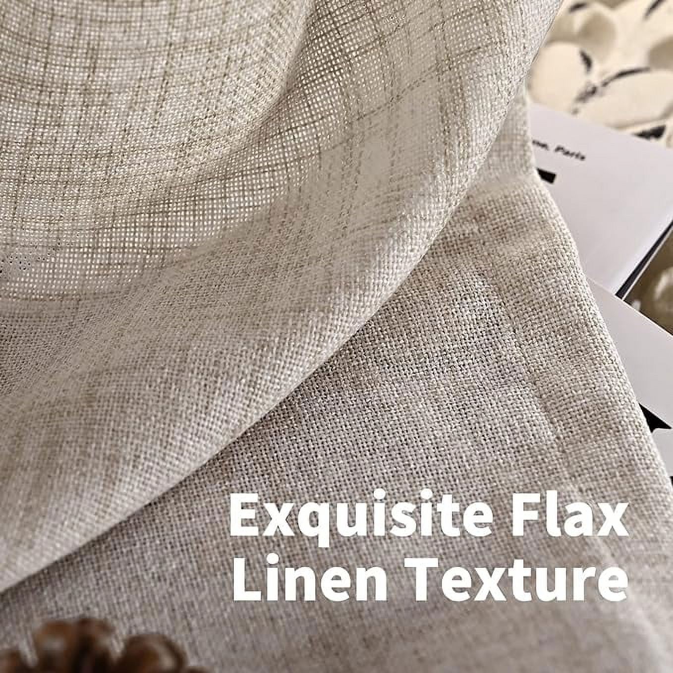Bailu Natural Linen Semi Sheer Curtains for Bedroom 63 Inch Length Light Filtering Draperies Bronze Grommet Set of 2 Panels (52''W x 63''L, Natural)