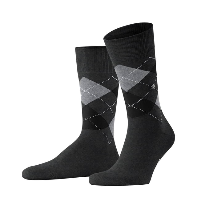 Calcetines de hombre Burlington - King, algodón, diseño de rombos, emblema del logotipo Antracita/Gris 40-46