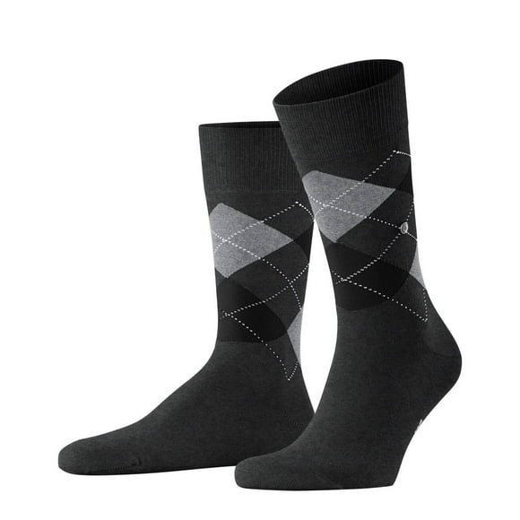 Calcetines de hombre Burlington - King, algodón, diseño de rombos, emblema del logotipo Antracita/Gris 40-46