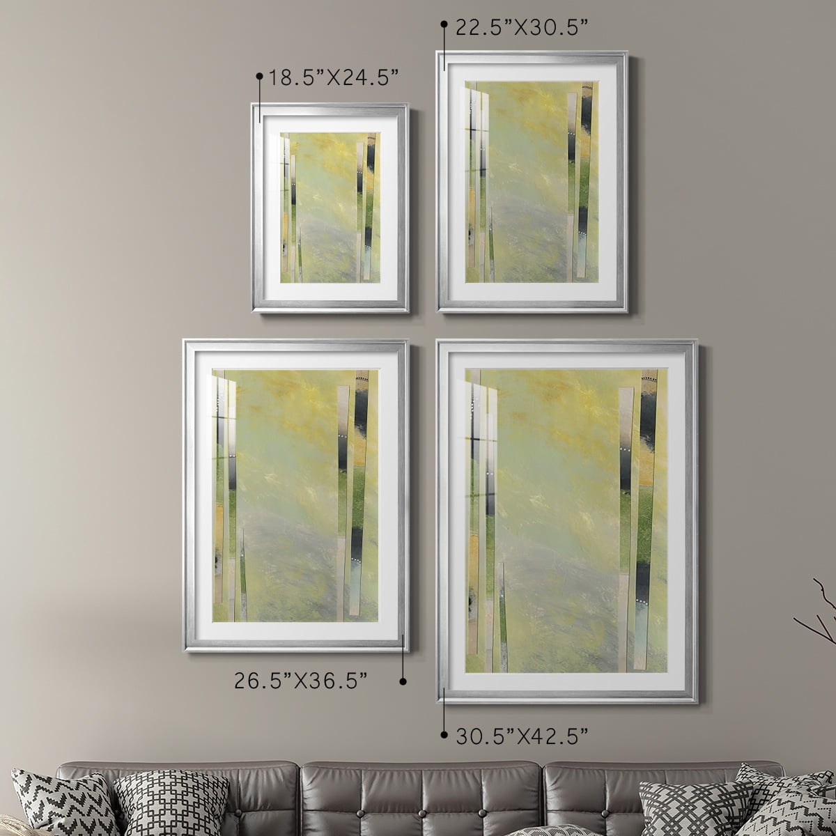 Wexford Home Neutral Assemblage III Premium Framed Print, 18.5" x 24.5" - Ready to Hang, Silver (Set of 2)