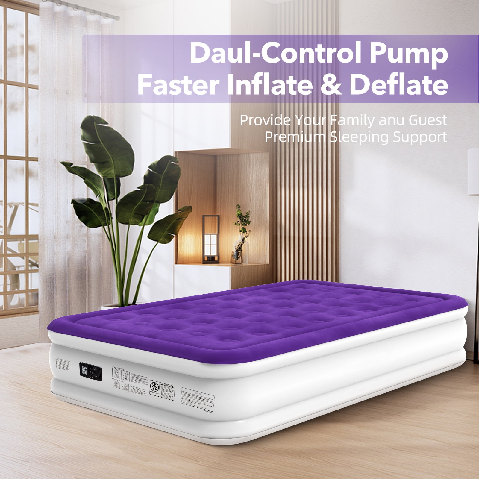 CHILLSUN Queen Air Mattress with Built-in Pump, 18" Double-High Inflatable Bed for Home & Camping