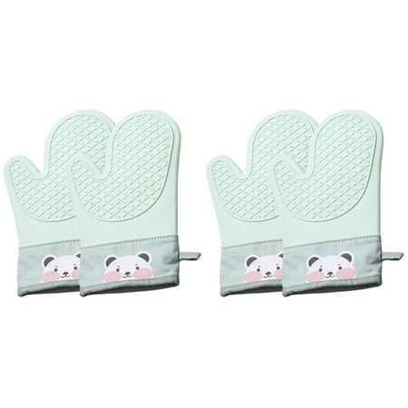 

BESTONZON 4 Pcs Oven Glove Heat Resistant Mitten Oven Silicone Mittens Microwave Mitten Baking Mittens