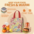 thumbnail image 5 of Pioneer Flower Floral Print Pattern Insulated Lunch Bag for Women & Adults,Large Portable Soft Cooler Lunch Bag,Thermal Food Storage Tote with Pearl Cotton,8.66L,8.75x5.75x9.5 Inch, 5 of 6