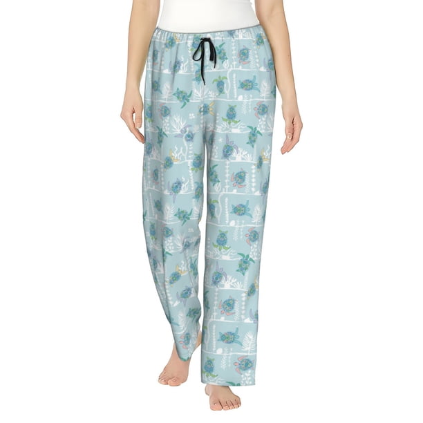 Balery Sea Turtle Pantalones de pijama para mujer, pijamas ultraligeros, pantalones de estar por casa-Medium