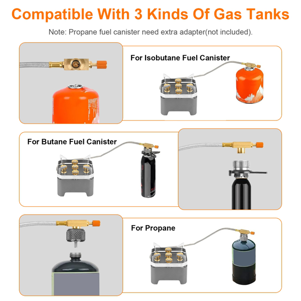 Portable Lightweight Camping Stove, Windproof, 3-Fuel Compatible with Carrying Bag, for Camping/Hiking/Picnics
