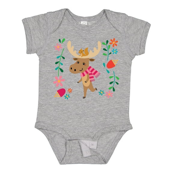 Inktastic Woodland Moose Spring Flowers Girls Baby Bodysuit