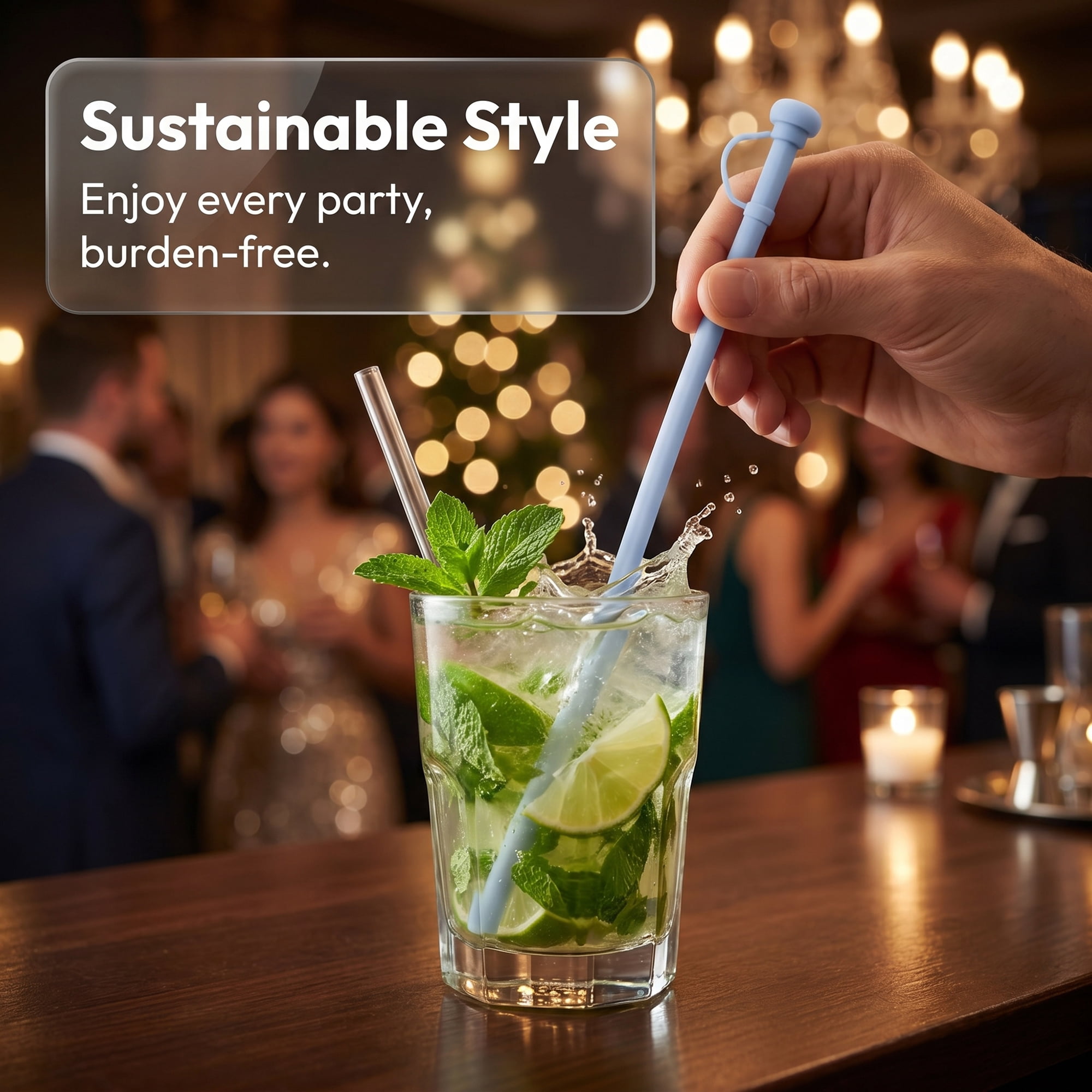 Unique Bargains 8Pcs Reusable Durable Silicone Dishwasher Safe Straws Light Blue