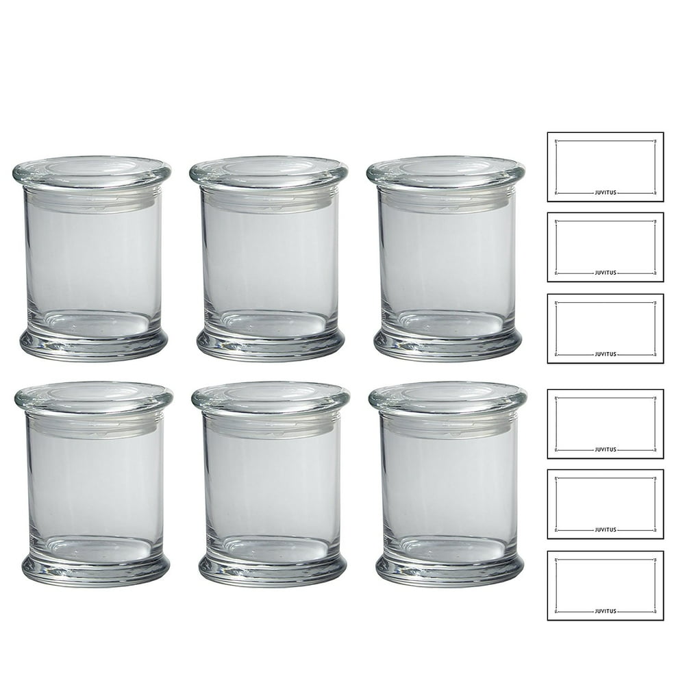 12.5 oz Medium Clear Candle Glass Jar with Airtight Glass Cover Lid (6