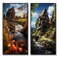 thumbnail image 2 of Designart "Mills Meadow Mill in Coral Grey" Mills Framed Wall Art Set Of 2 - Coral Architecture Framed Canvas Set For Living Room Decor, 2 of 7