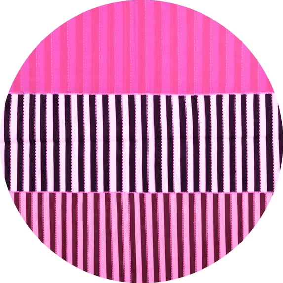 Ahgly Company Indoor Round Abstract Pink Contemporary Area Rugs, 6' Round