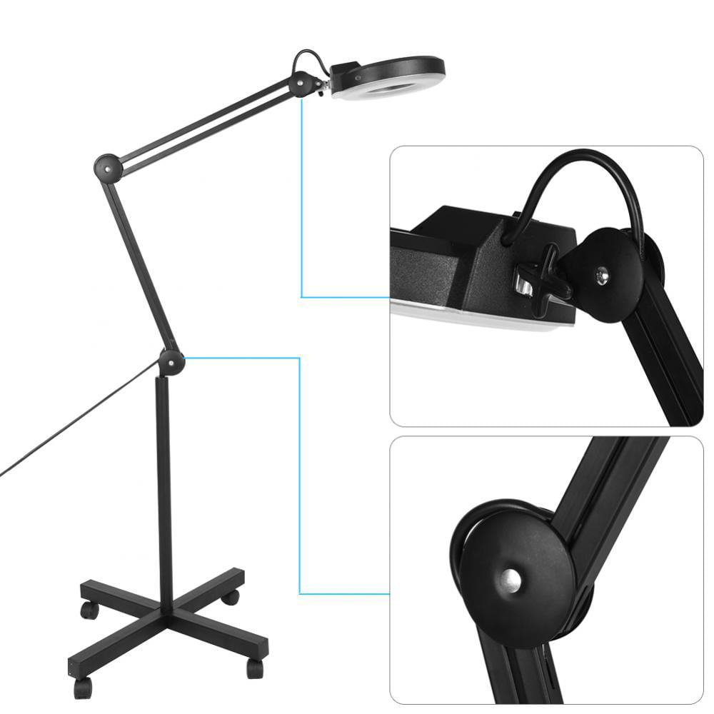 5X Magnifying Lamp Light Flight Salon Beauty Tatoo Desk/Floor Clip Stand B&W 