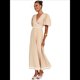 thumbnail image 2 of Vestido Formal Elegante para Mujer 2025, Informal, con Escote en V, Mangas Abullonadas, Corte A, Holgado, , Color Albaricoque S, 2 of 7