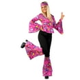 thumbnail image 2 of Morph Womens 1970s Pink Hippie Flares Costume Ladies Disco Fancy Dress Cocktail Pink S, 2 of 6