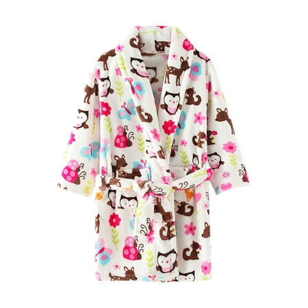 

Fsqjgq Warm Footless Pajamas Toddler Toddler Kids Baby Boys Girls Print Bathrobes Hooded Warm Flannel Night Robe Sleepwear Cute Warm Pajamas Robe Kids Robe Bath Cotton Blend White 160