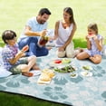 thumbnail image 4 of Hibiscus with Blue and White Picnic Blanket Waterproof Beach Blankets Sandproof Large Mat with Storage Bag Camping Grass Travel Hiking Park 78"x78", 4 of 6