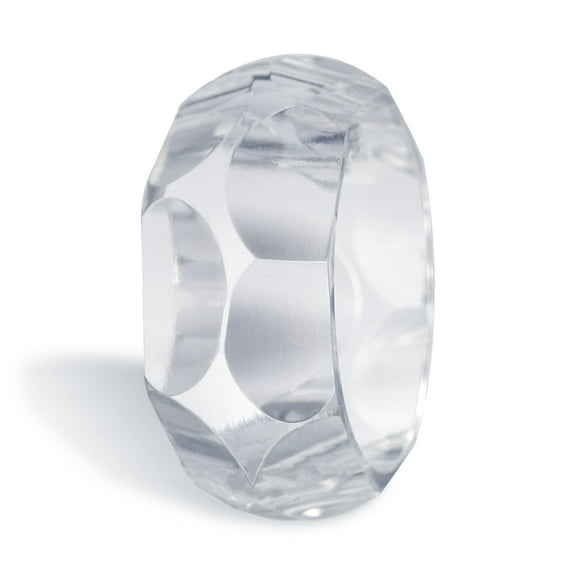 Pure Hands Handmade Acrylic Bangle Bracelet – Diaphanus Charisma, Straight Profile Faceted Geometric Design, Crystal Clear Statement Jewelry for Women